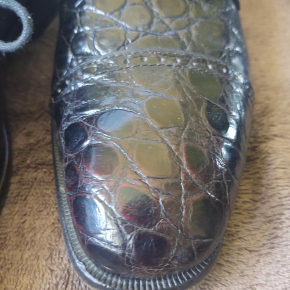 Zelli Men's Crocodile Leather Shoes - BLACK 12M - Picture 7 of 12